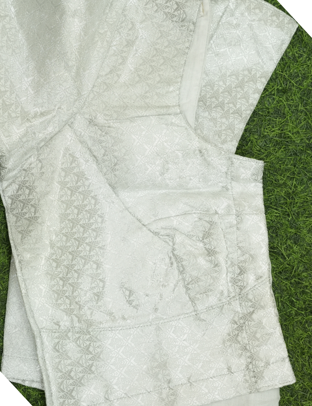 Premium Brocade Fabric Silver Color -  3dot Blouse Size 36