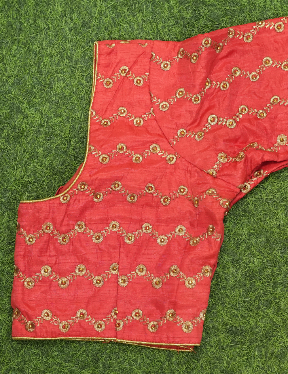 Red Blouse with Golden Embroidery – 36" Size