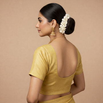 Golden Function Wear Plain Tissue Blouse – Half Sleeves