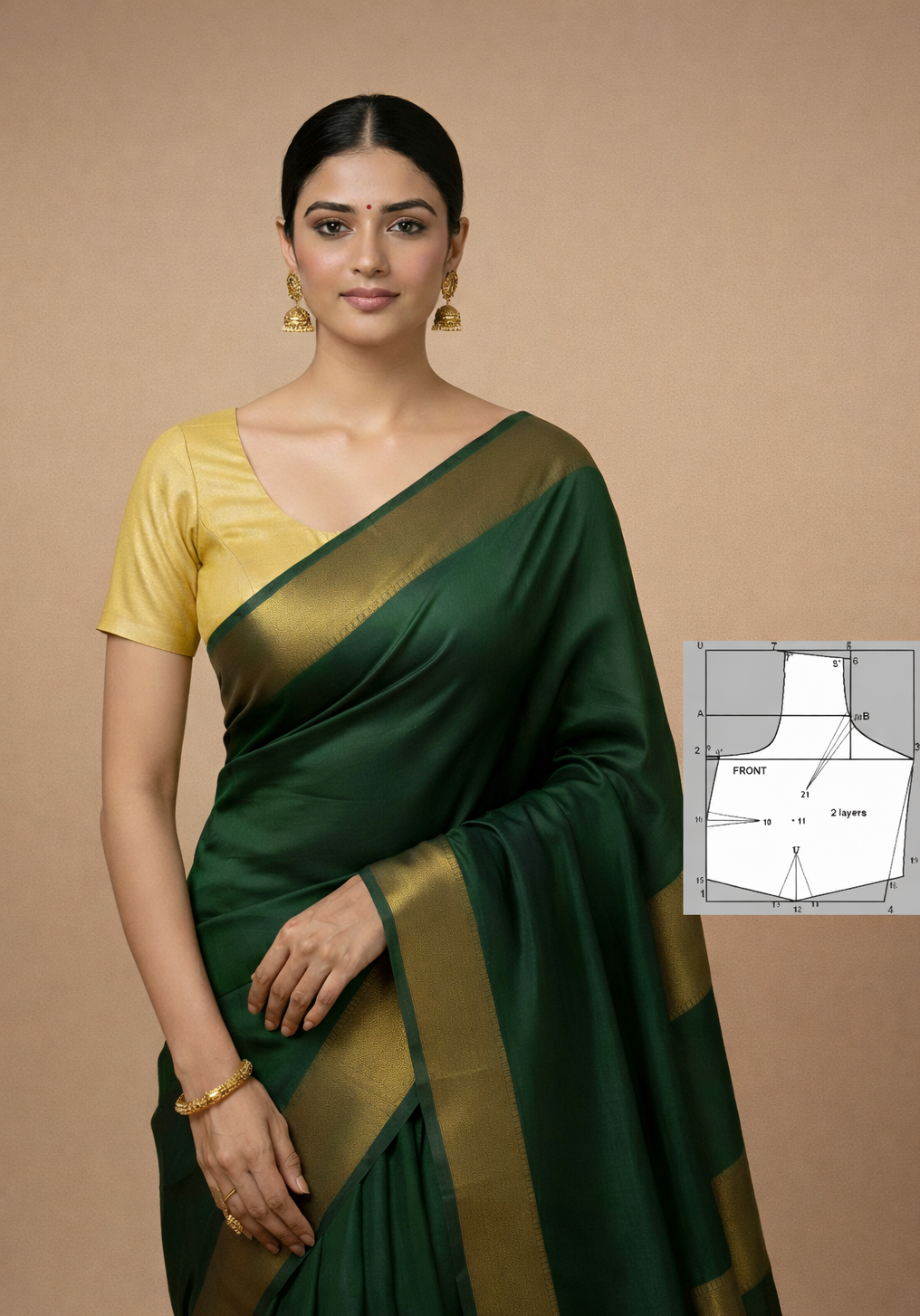 Golden Function Wear Plain Tissue Blouse – Half Sleeves