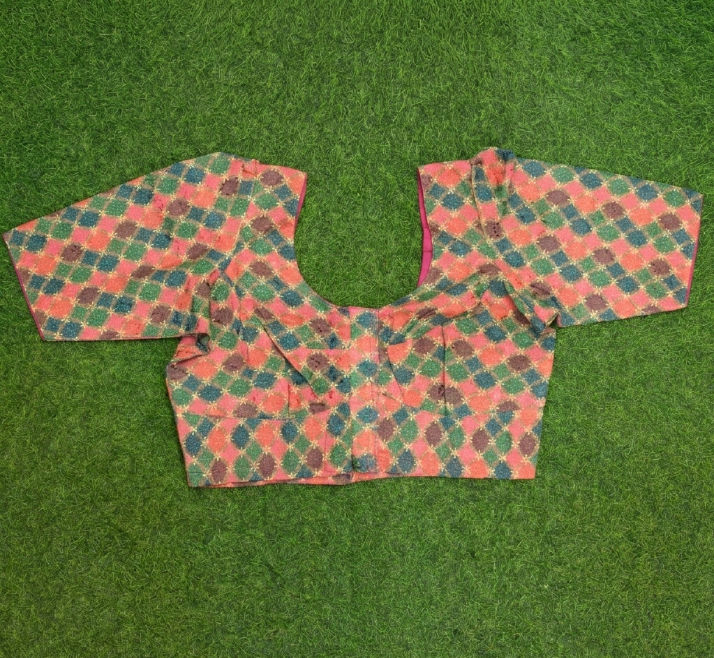 Elegant Multi-Color Geometric Print Readymade Cotton Blouse