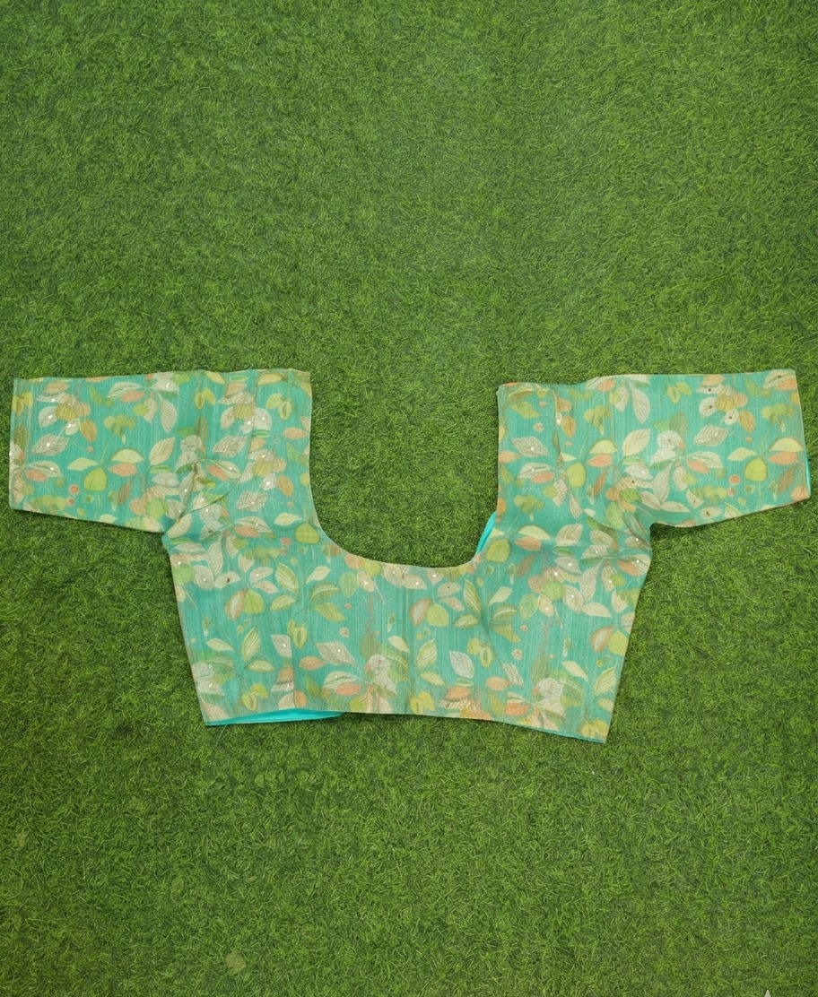 Elegant Aqua Green & Pastel Peach with Subtle Sequin Detail