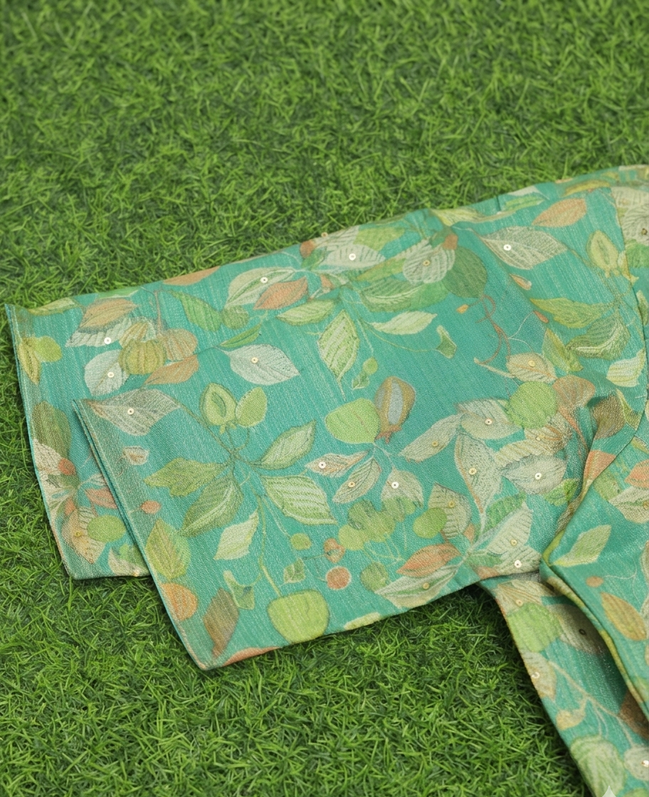 Elegant Aqua Green & Pastel Peach with Subtle Sequin Detail