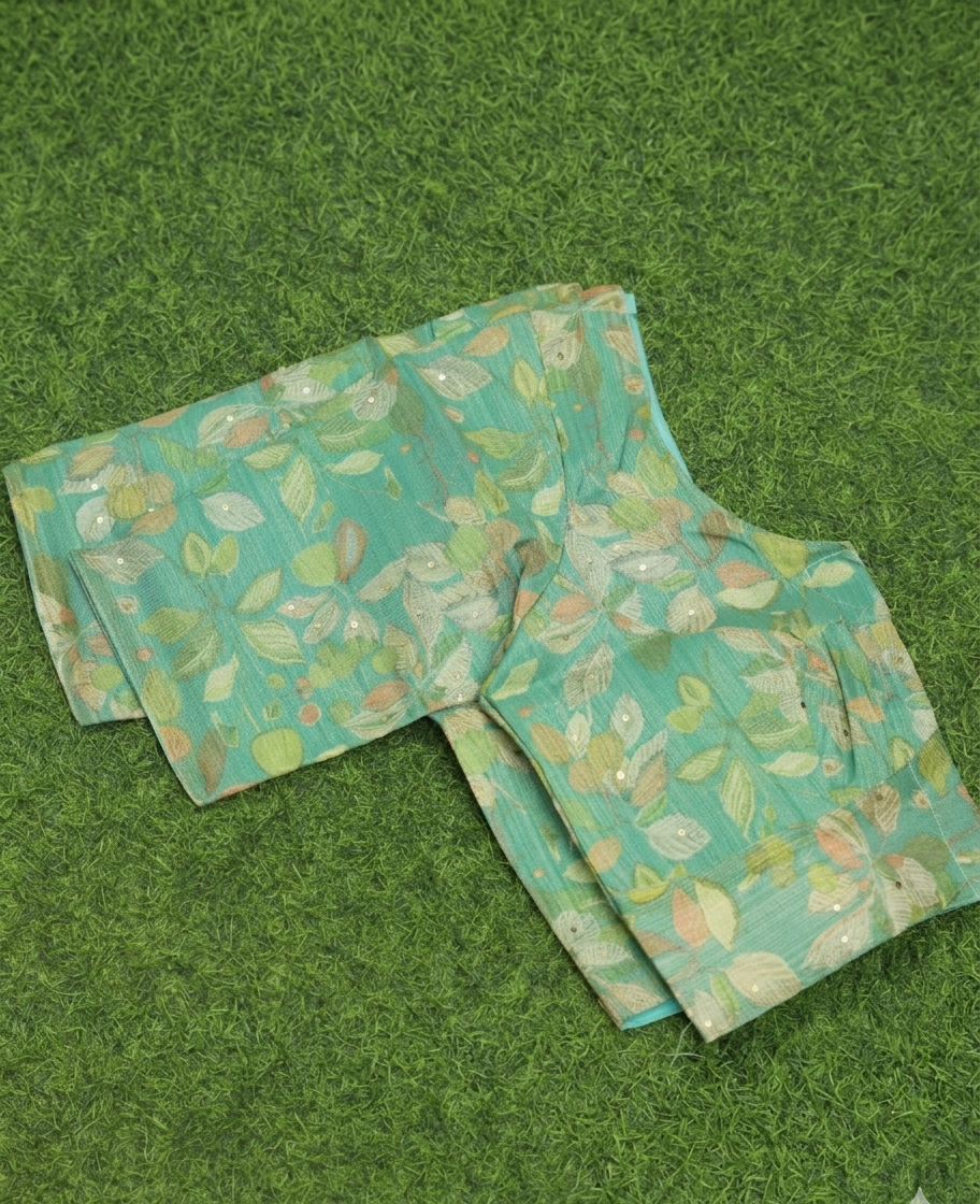 Elegant Aqua Green & Pastel Peach with Subtle Sequin Detail