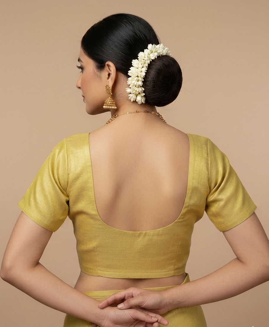 Golden Function Wear Plain Tissue Blouse – Half Sleeves