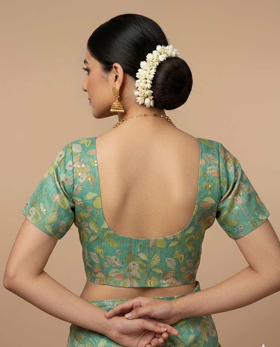 Elegant Aqua Green & Pastel Peach with Subtle Sequin Detail