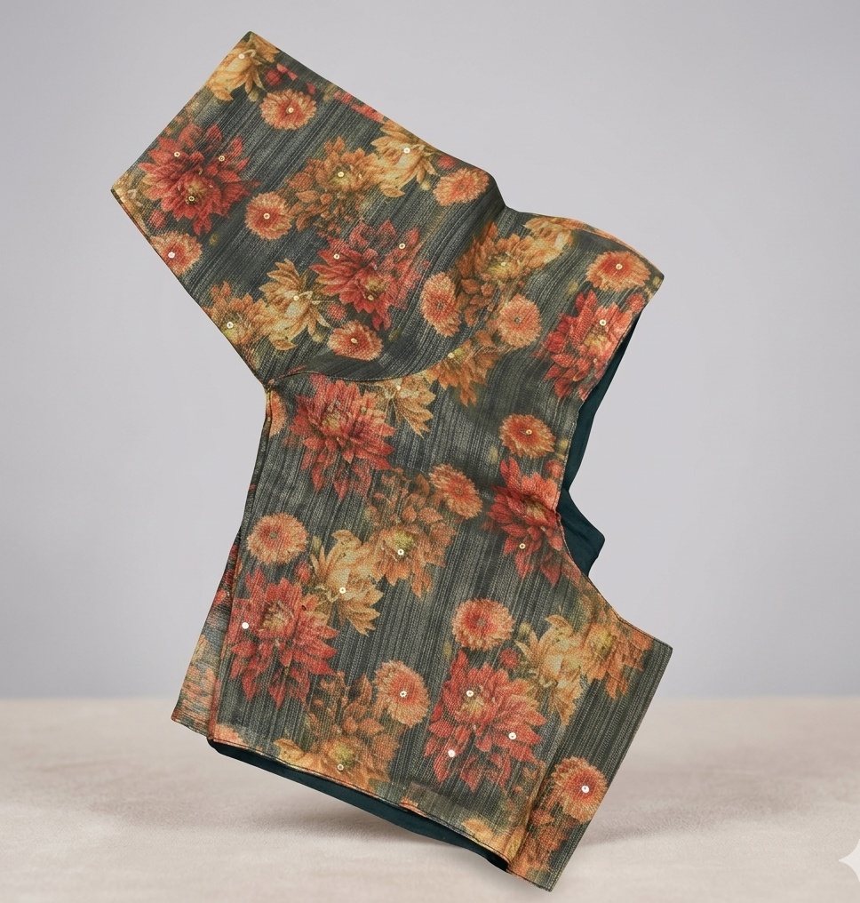 Geometric Print Blouse with Subtle Sequins